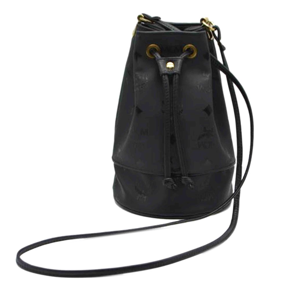Mcm Logogram Drawstring Leather Shoulder Bag Black - image 1